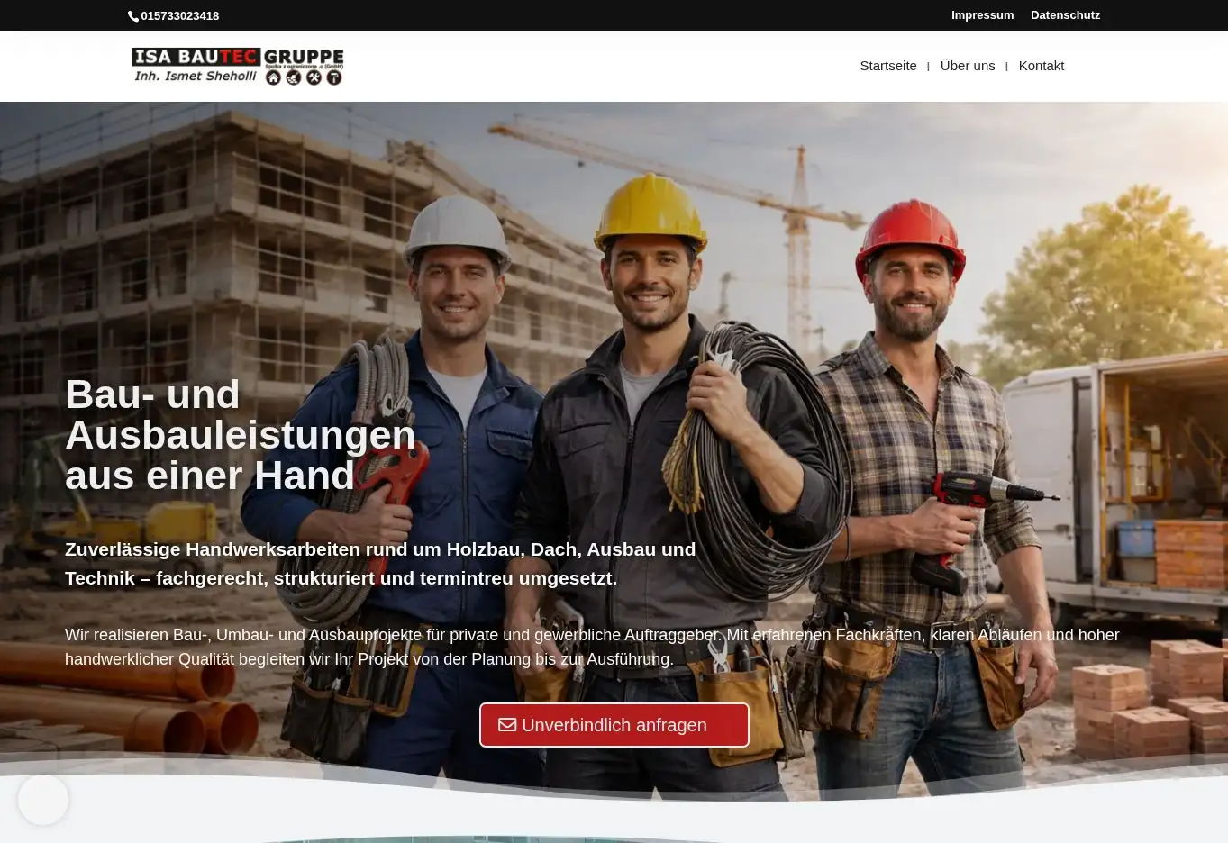 Startseite von ISA Bautec Gruppe